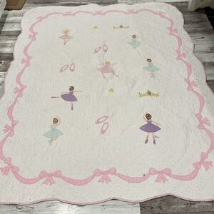 Pem-America twin 68x86 quilt ballerina bows and toe shoes dance cottagecore